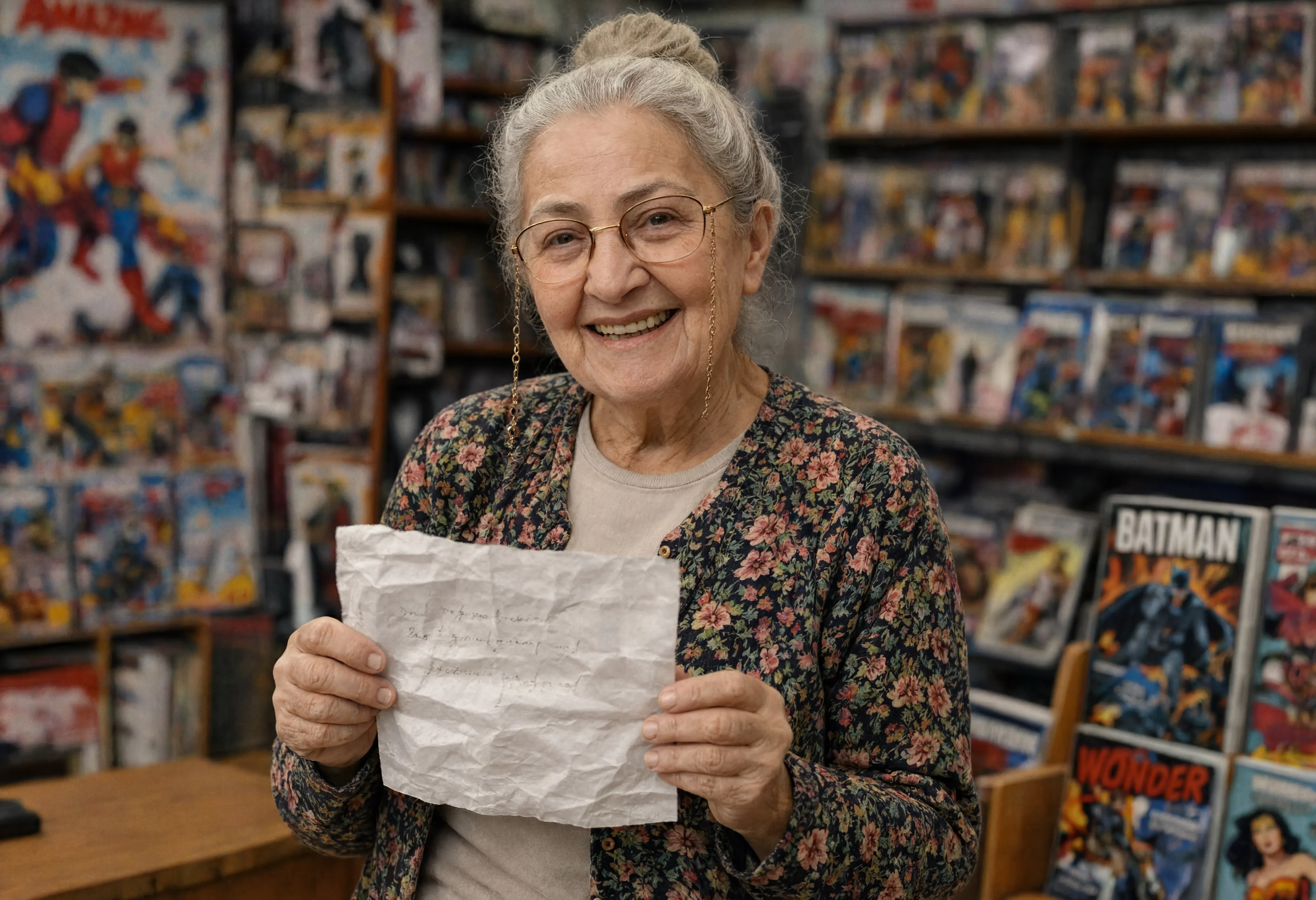 Mrs. Gable, warm shopper with list